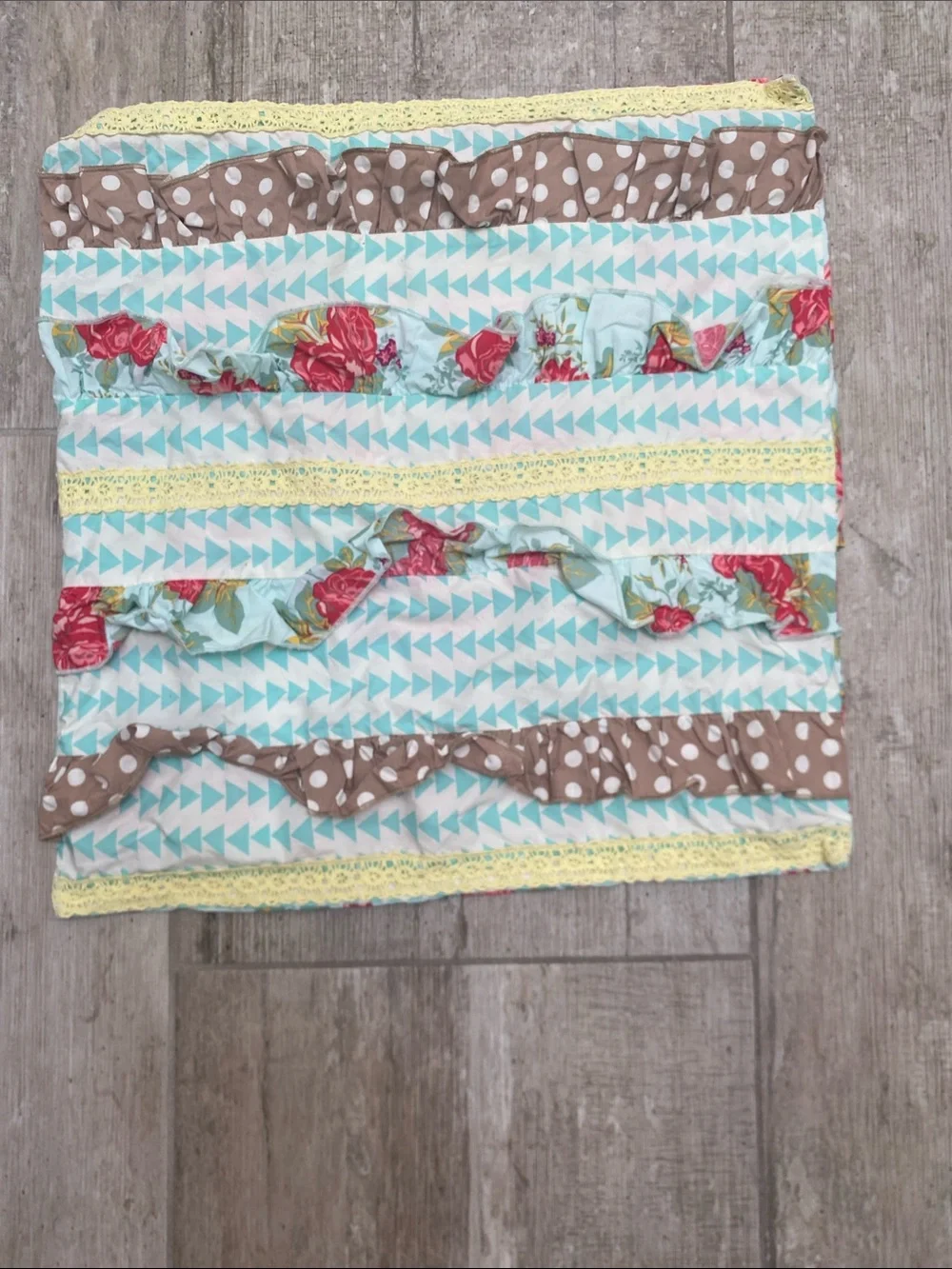 Matilda Jane Brown Polka Dot, Aqua, Pink Floral Layered Pillow Cover